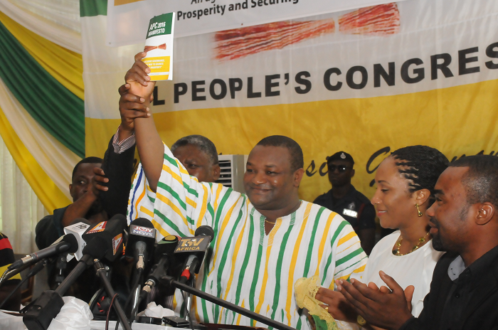 Dr Hassan Ayariga (in smock), Presidential Candidate, All People's Congress (APC), launching the party's manifesto in Accra.